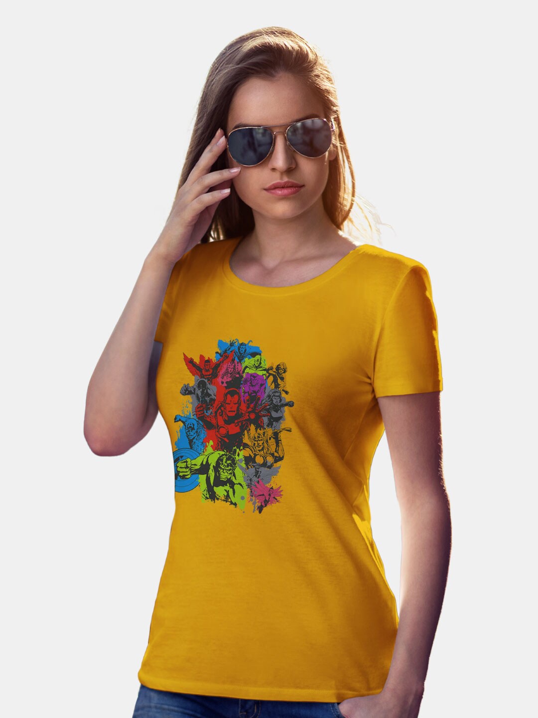 

macmerise Marvel Printed Cotton Bio Finish T-shirt, Yellow