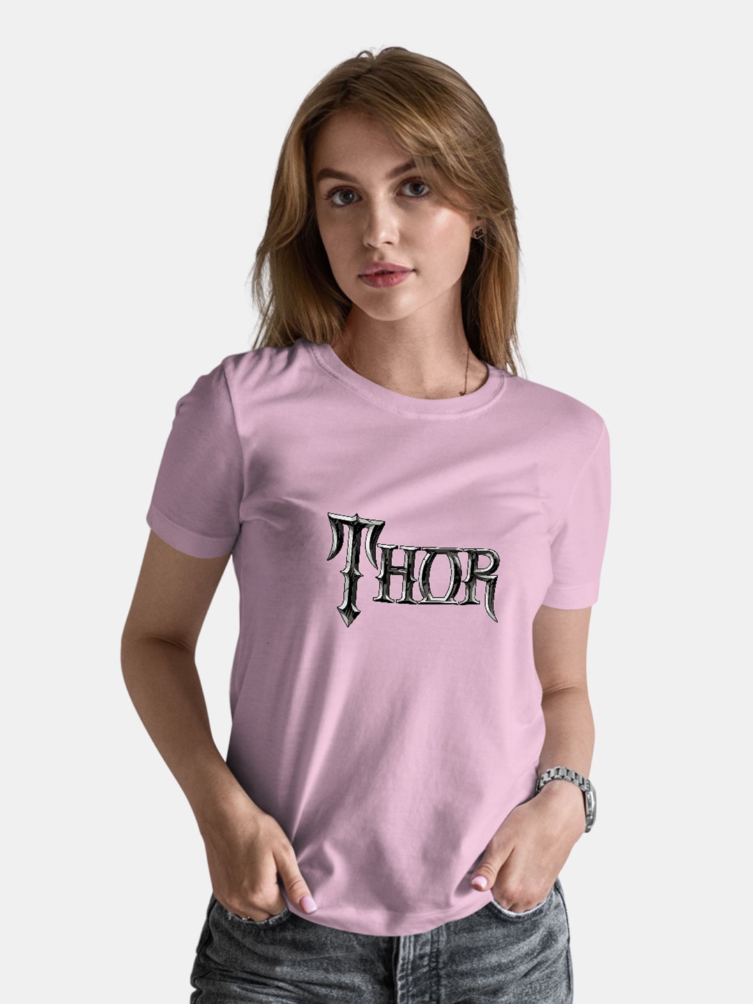 

macmerise Thor Typography Printed Bio Finish Cotton T-shirt, Pink