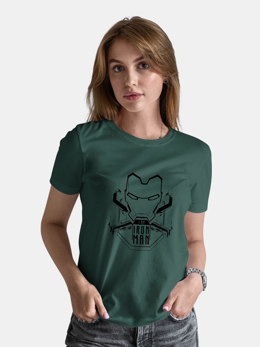 

macmerise Iron Man Printed Cotton Bio Finish T-shirt, Green