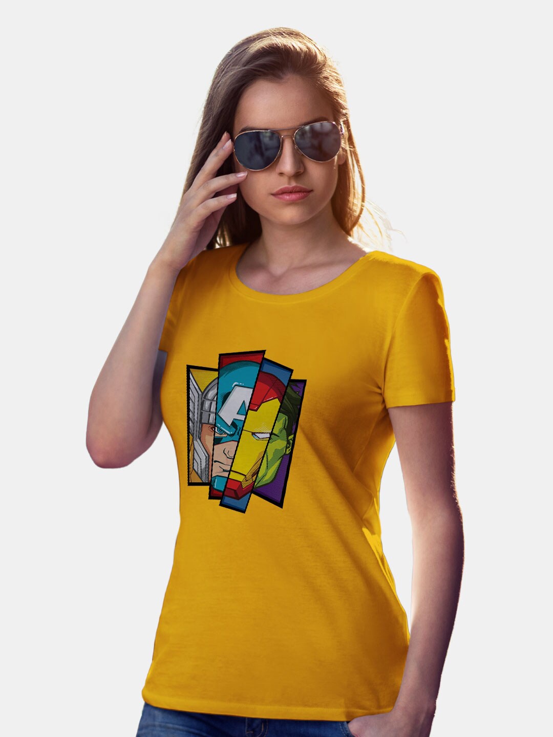 

macmerise Avengers Printed Bio Finish Pure Cotton T-shirt, Yellow