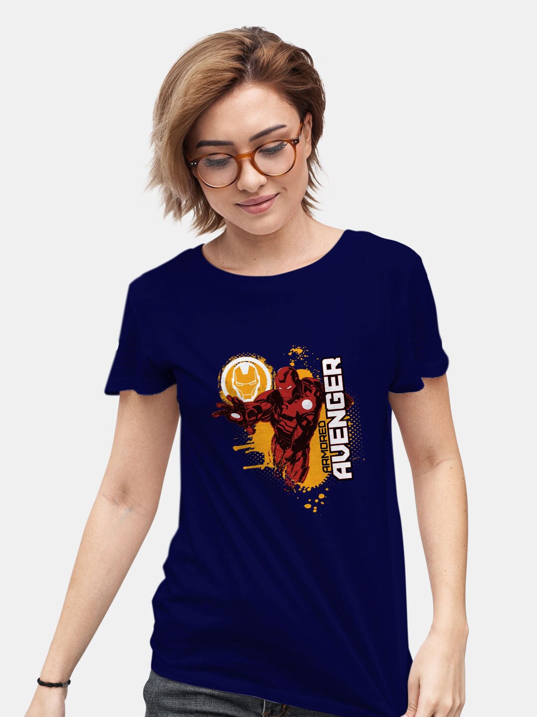 

macmerise Avengers Printed Cotton Bio Finish T-shirt, Navy blue