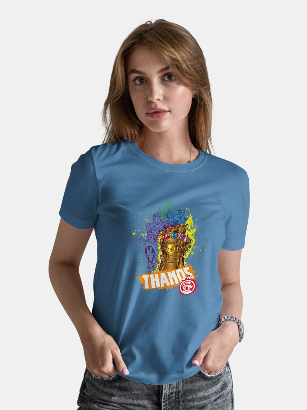 

macmerise Thanos Printed Cotton Bio Finish T-shirt, Blue