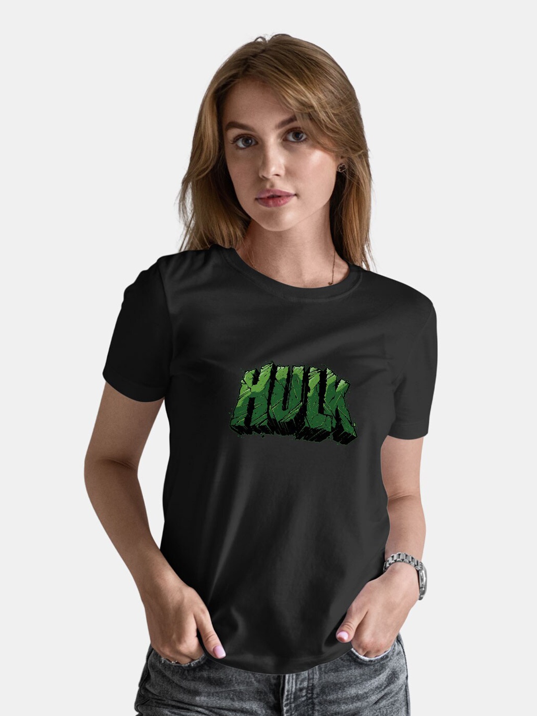 

macmerise Hulk Typography Printed Bio Finish Cotton T-shirt, Black
