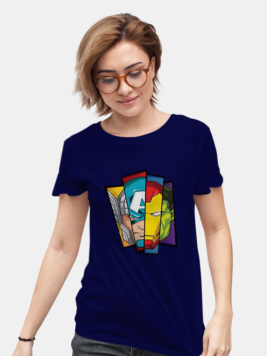 

macmerise Avengers Graphic Printed Bio Finish Cotton T-shirt, Navy blue