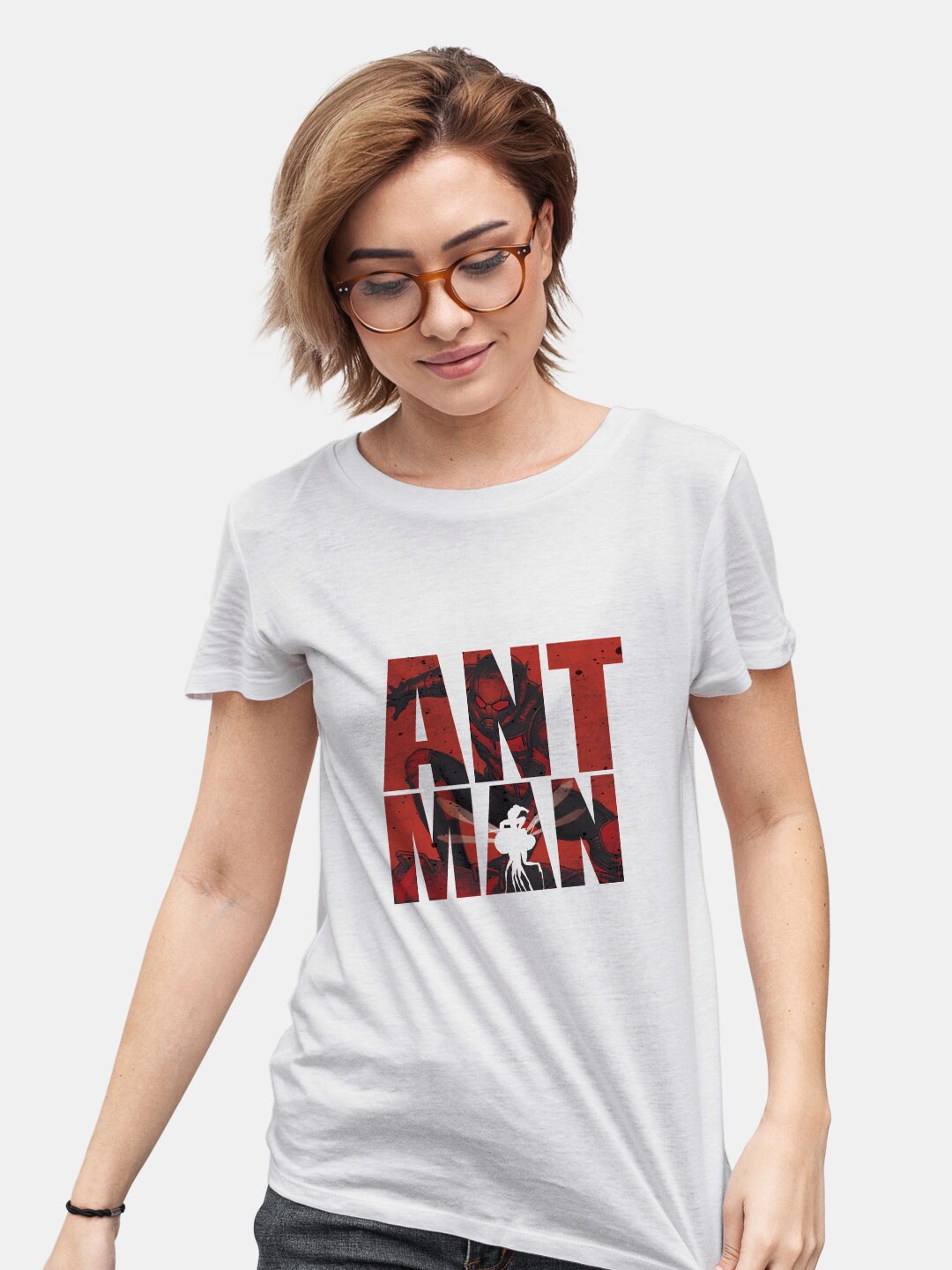 

macmerise Bio Finish Ant Man Typography Printed Round Neck Cotton T-shirt, Grey