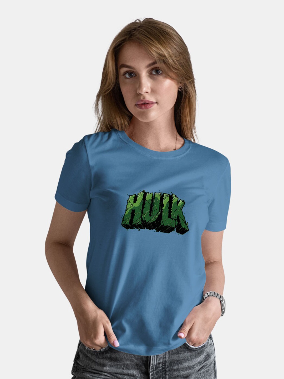 

macmerise Hulk Typography Printed Bio Finish Cotton T-shirt, Blue