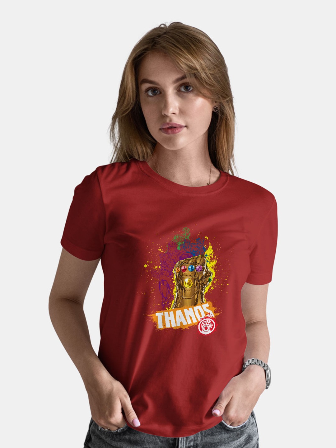 

macmerise Thanos Printed Short Sleeves Bio Finish Cotton T-shirt, Red
