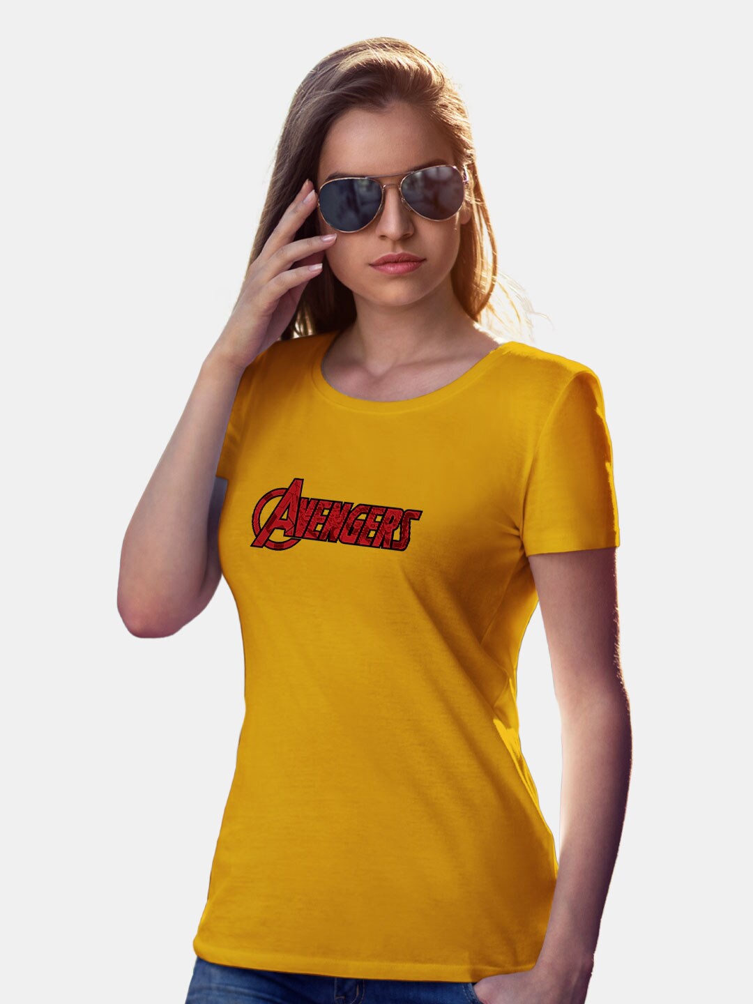 

macmerise Avengers Typography Printed Bio Finish Cotton T-shirt, Yellow