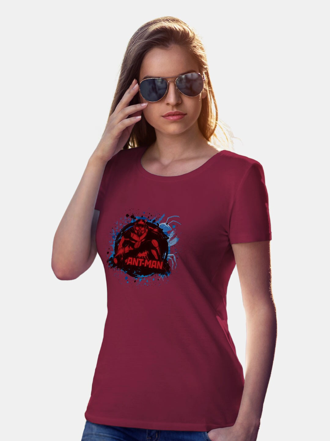 

macmerise Ant Man Printed Bio Finish Cotton T-shirt, Burgundy