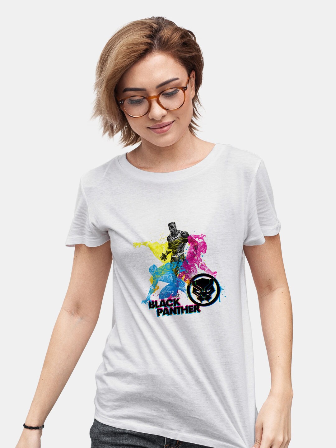 

macmerise Superhero Black Panther Printed Bio Finish Cotton T-shirt, Grey