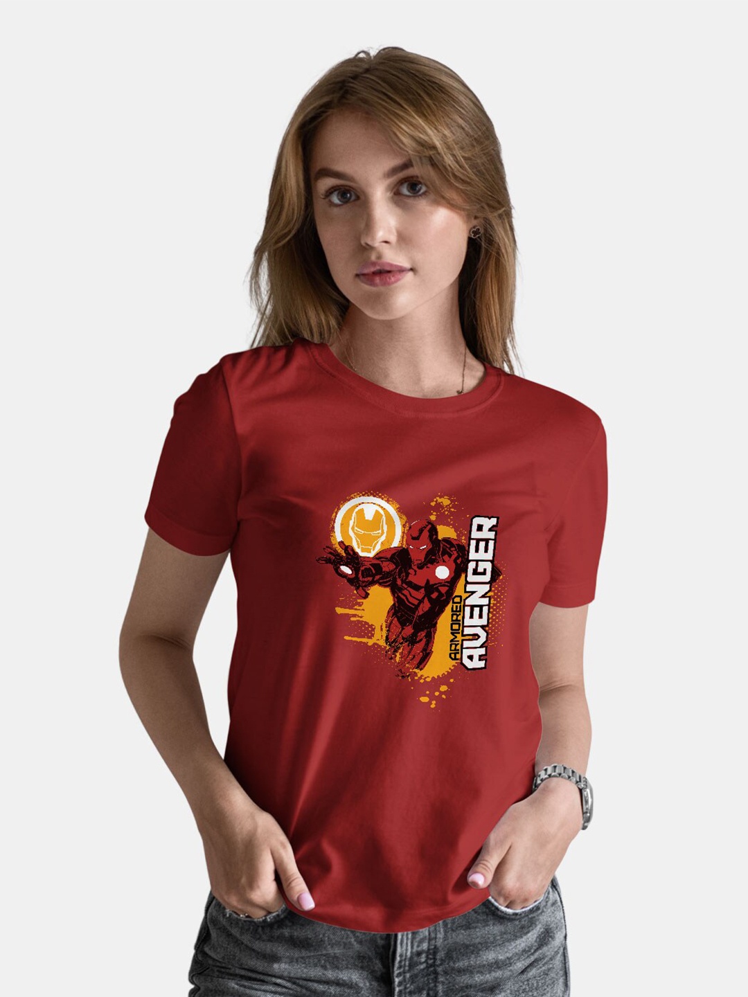 

macmerise Avengers Printed Bio Finish Cotton T-shirt, Red