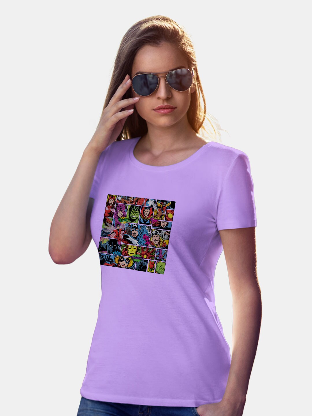 

macmerise Marvel Comic Printed Bio Finish Cotton T-Shirt, Violet