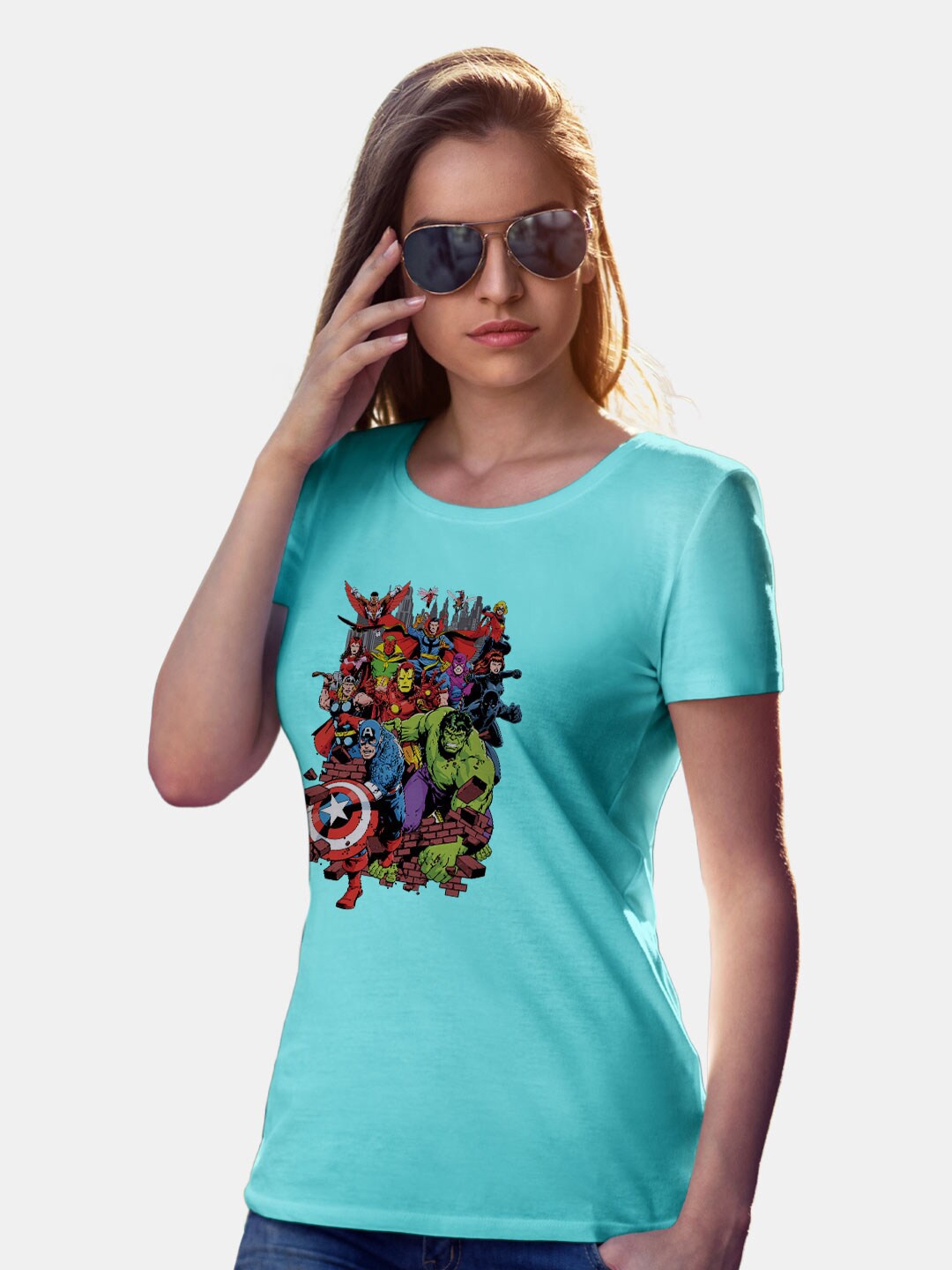 

macmerise Marvel Printed Bio Finish Cotton T-shirt, Blue