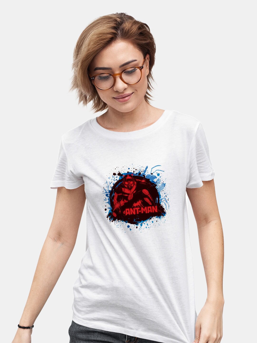

macmerise Ant Man Printed Cotton Bio Finish T-shirt, White