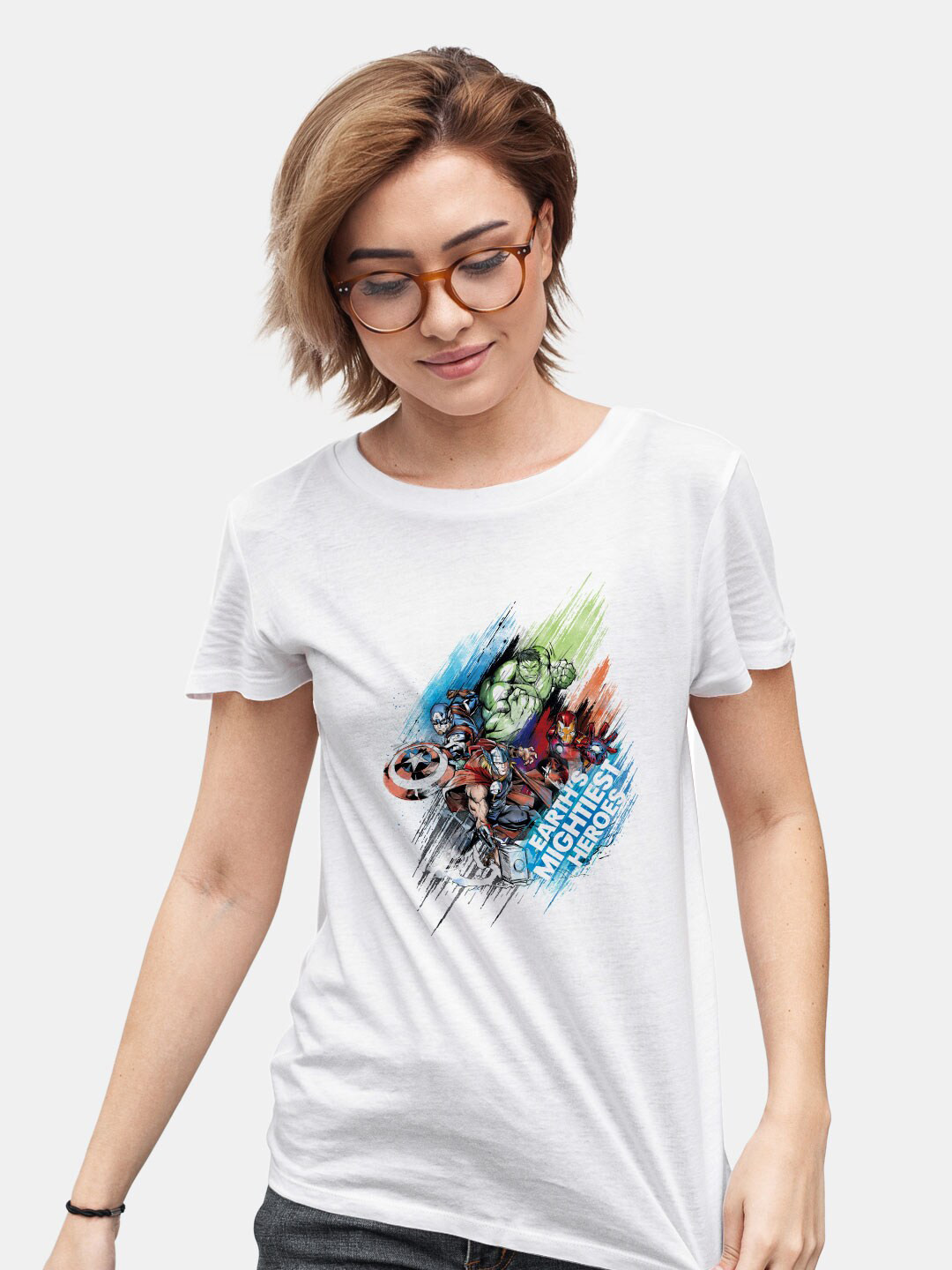 

macmerise Marvel Printed Bio Finish Cotton T-shirt, White