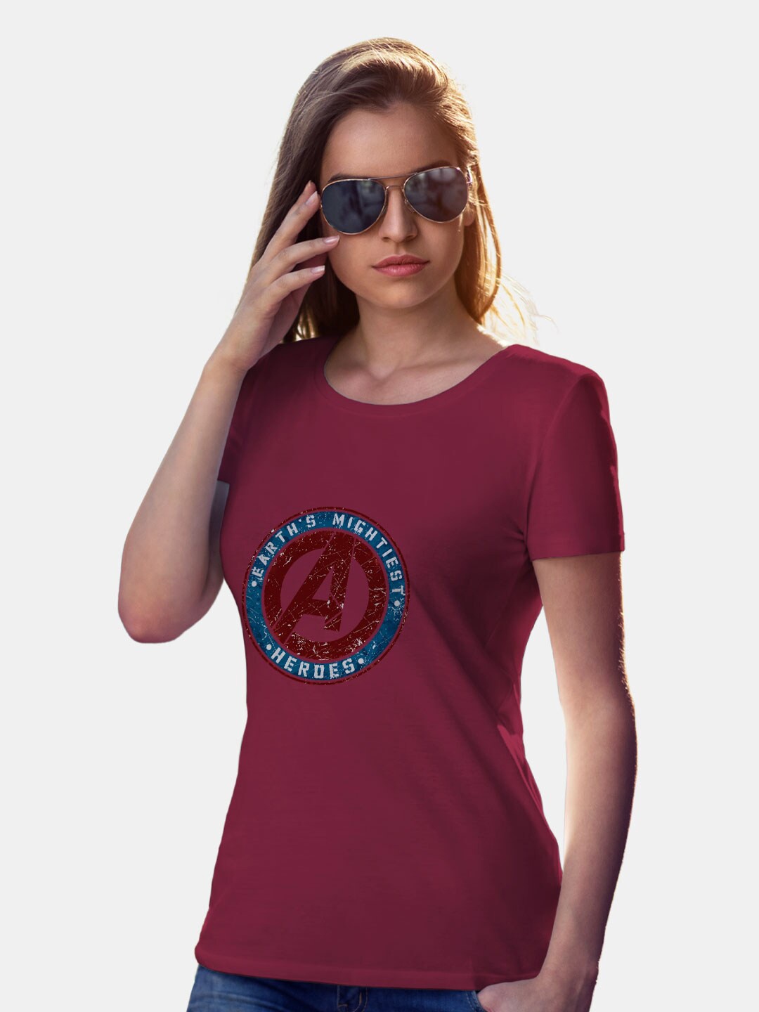 

macmerise Typography Printed Bio Finish Cotton Loose T-Shirt, Maroon