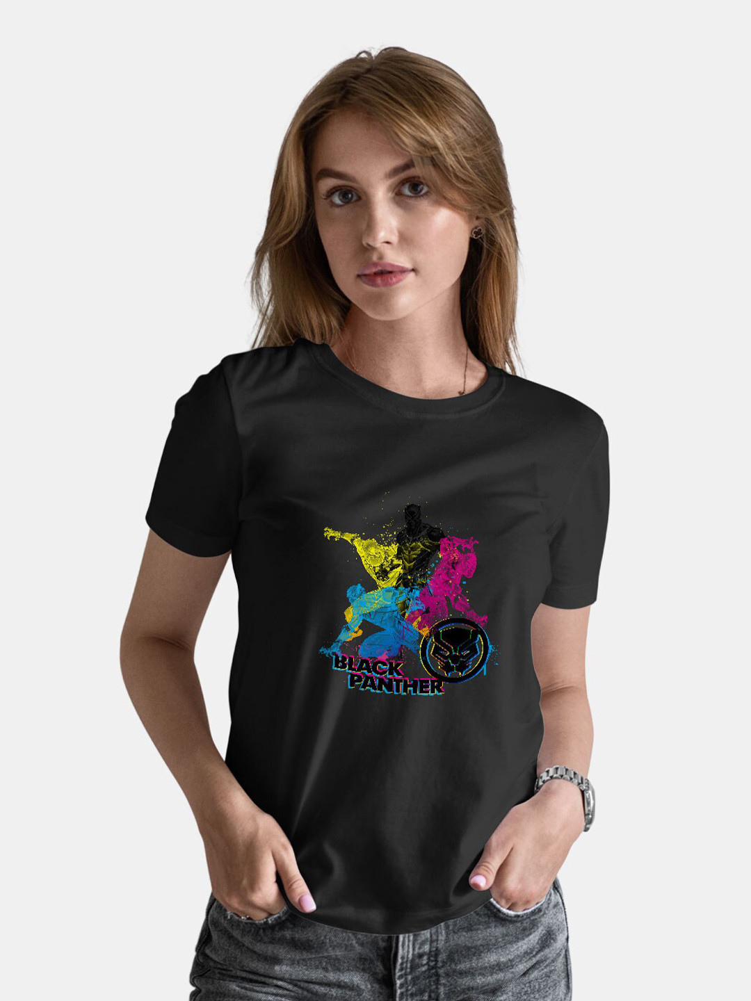 

macmerise Bio Finish Black Panther Graphic Printed Round Neck Cotton T-shirt