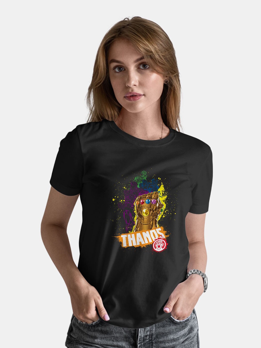 

macmerise Thanos Printed Bio Finish Cotton T-shirt, Black