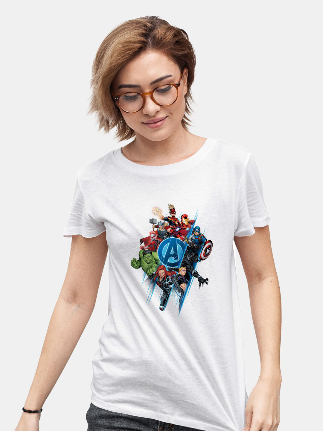 

macmerise Avengers Printed Short Sleeves Bio Finish Cotton T-shirt, White
