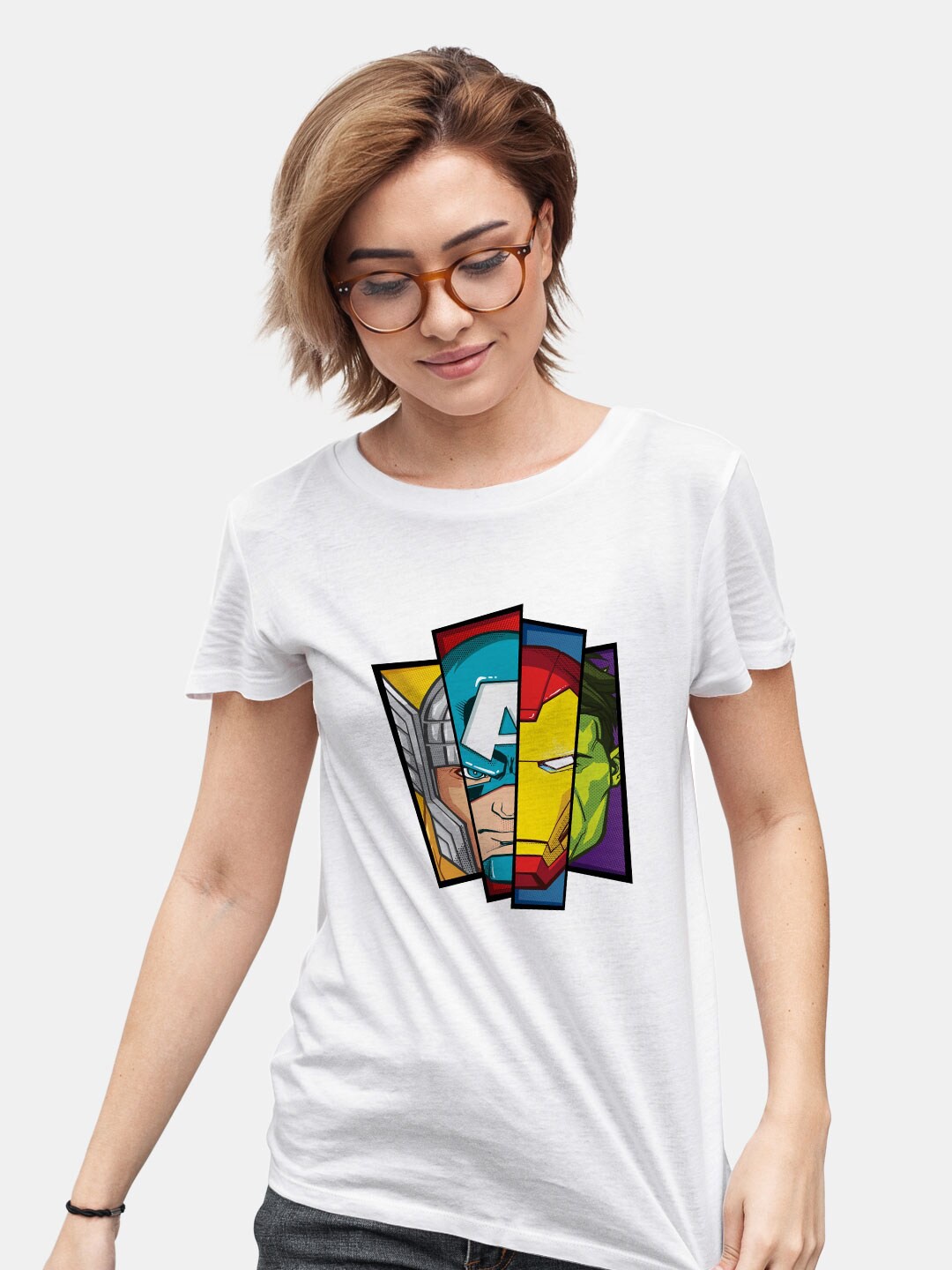 

macmerise Avengers Printed Cotton Bio Finish T-shirt, White