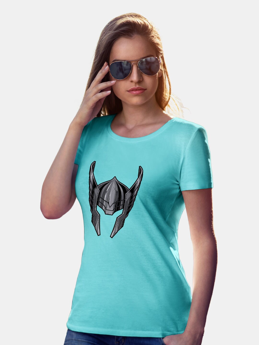 

macmerise Thor Printed Bio Finish Cotton T-shirt, Turquoise blue