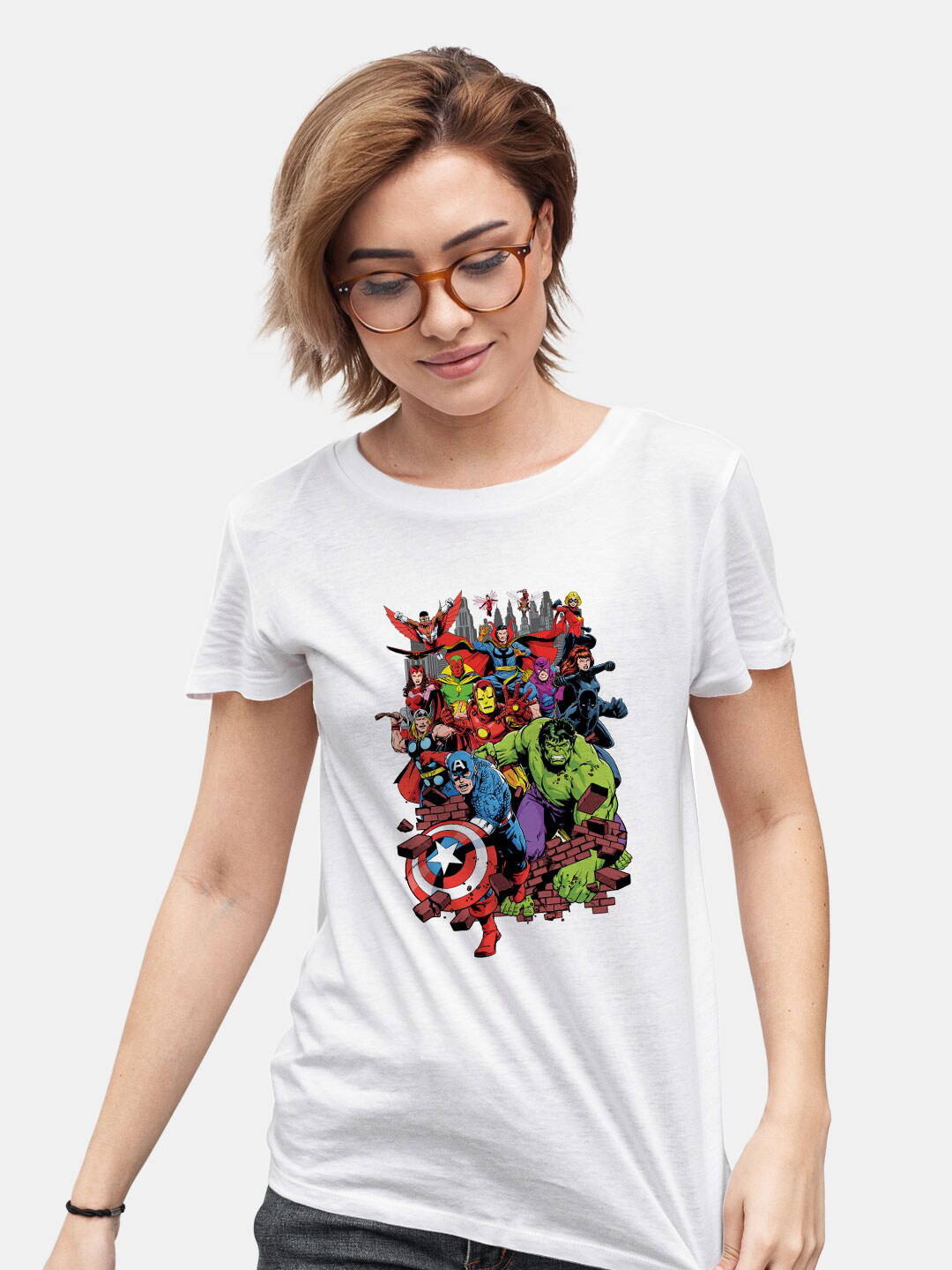 

macmerise Wall Breaker Printed Cotton Bio Finish T-shirt, White