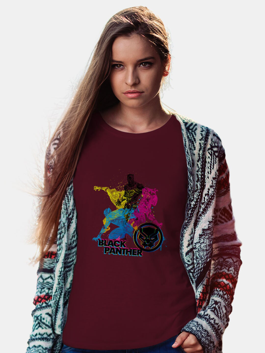 

macmerise Black Panther Printed Bio Finish Cotton T-shirt, Maroon