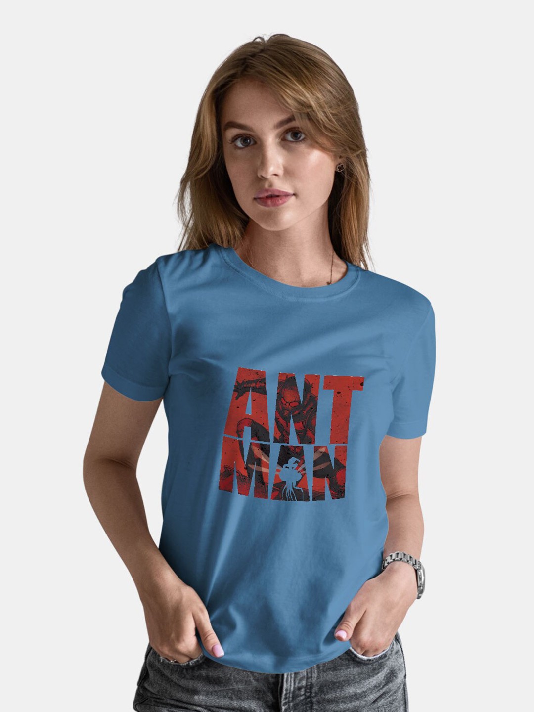 

macmerise Typography Round Neck Bio Finish Cotton T-shirt, Blue