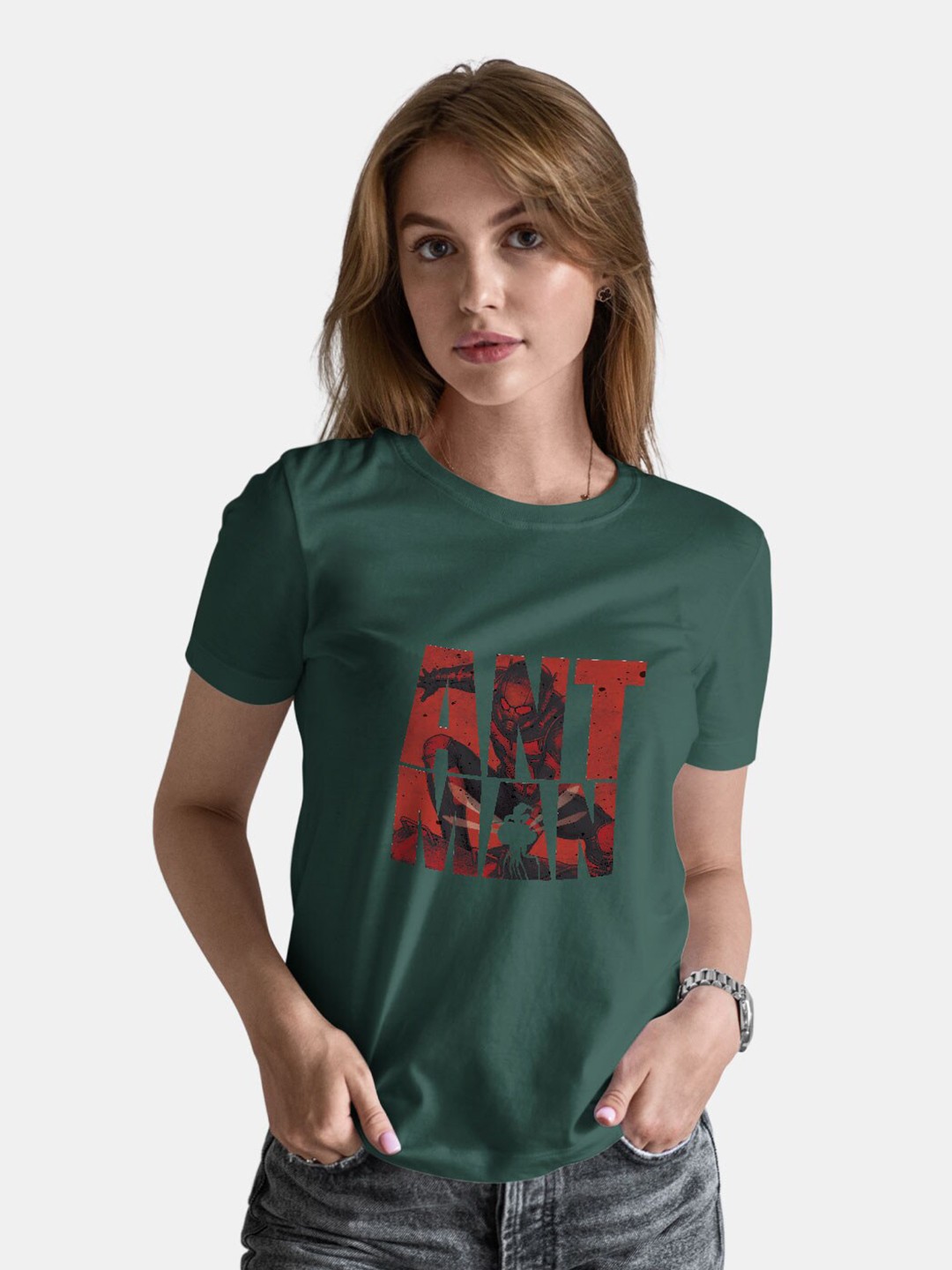

macmerise Ant-Man Typography Printed Bio Finish Cotton T-shirt, Green