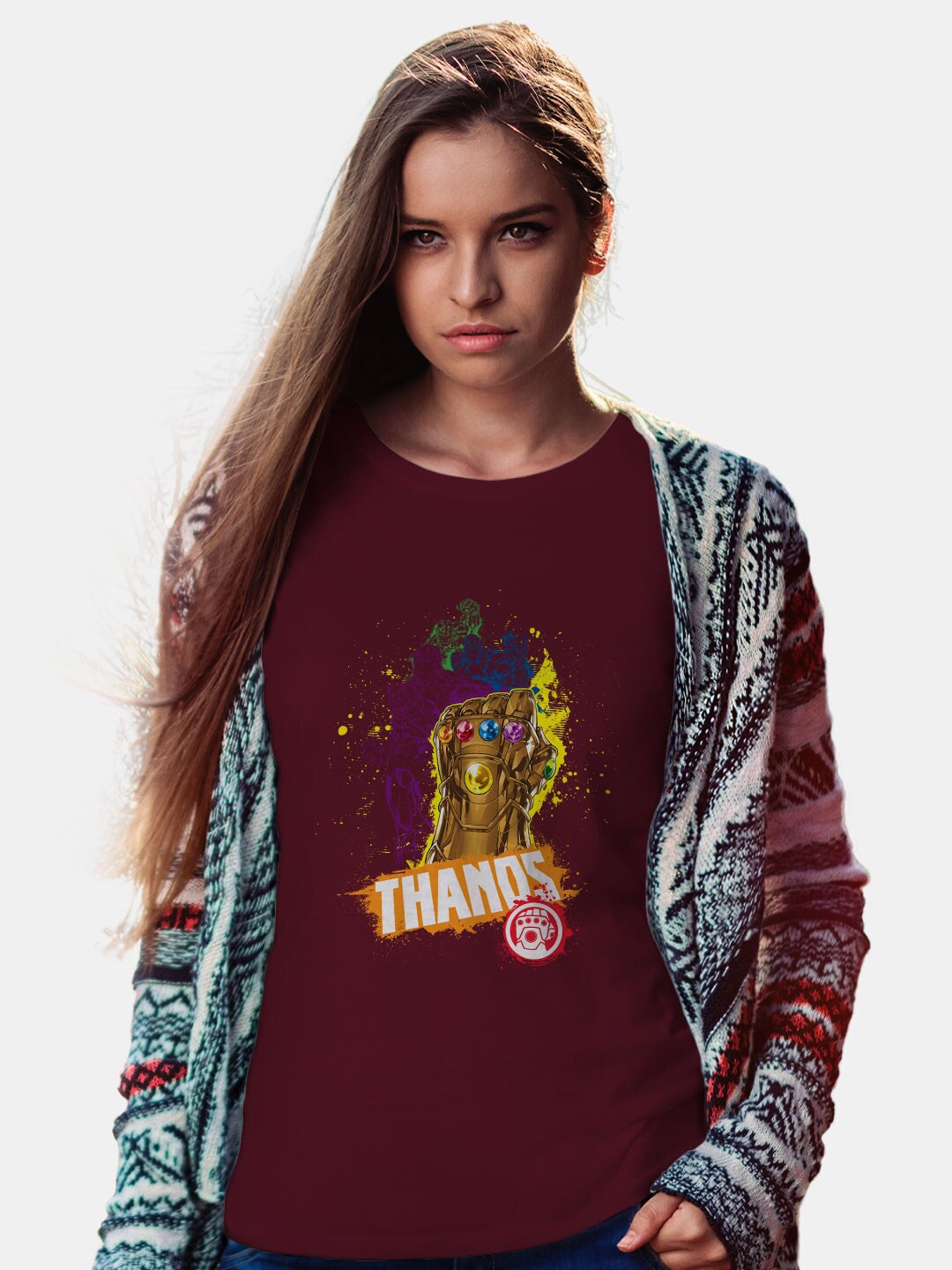 

macmerise Thanos Printed Cotton Bio Finish T-shirt, Maroon