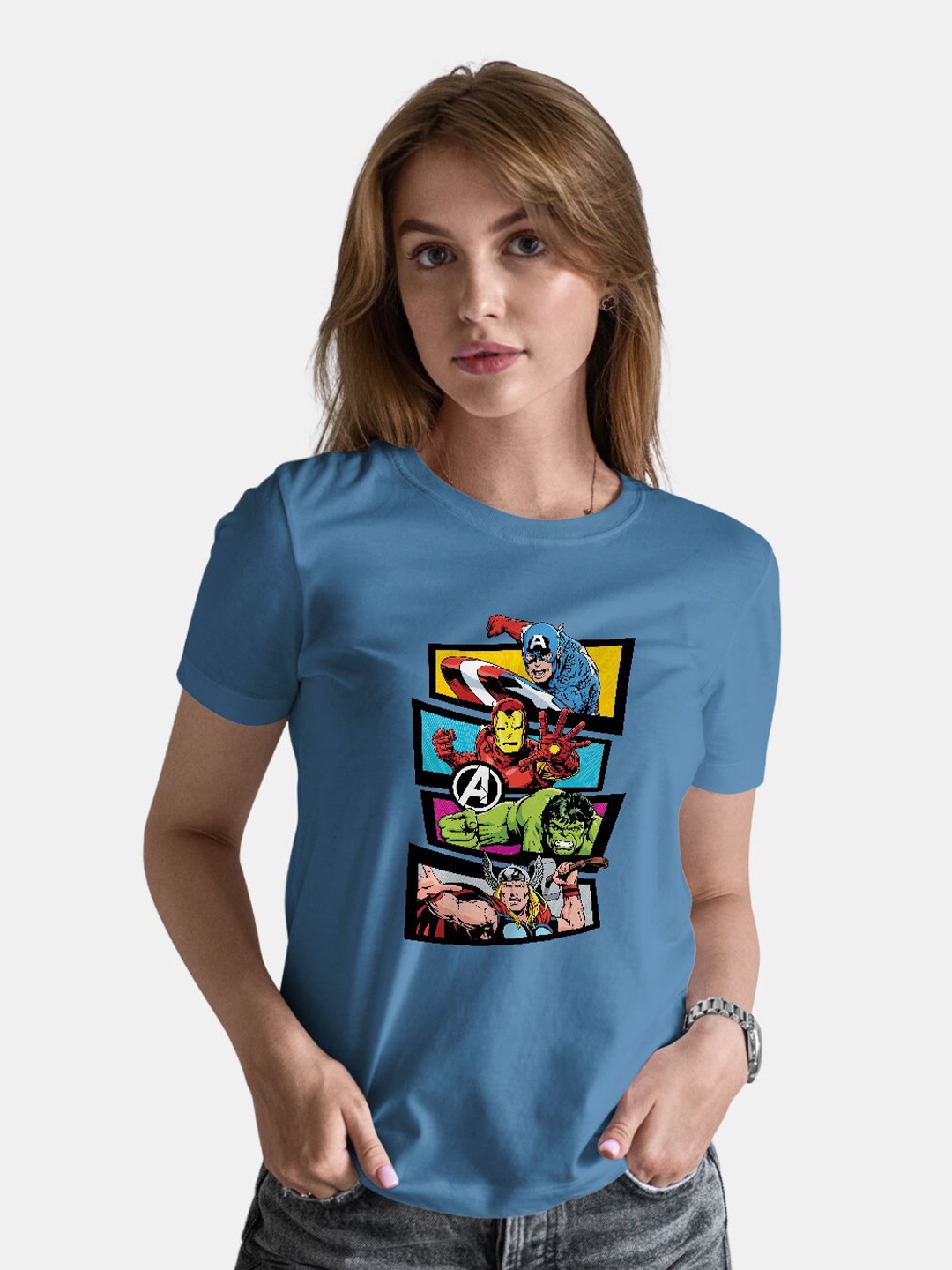 

macmerise Avengers Printed Bio Finish Pure Cotton T-shirt, Blue