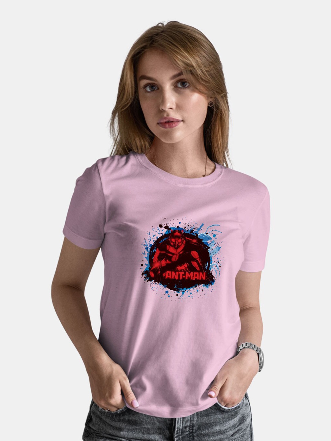 

macmerise Ant-Man Printed Short Sleeves Bio Finish Cotton T-shirt, Pink