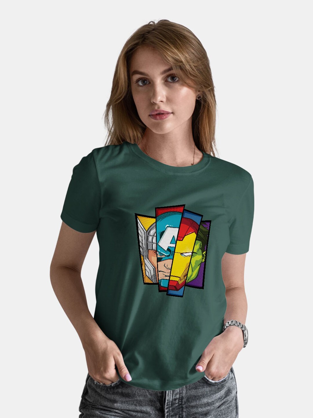 

macmerise Marvel Printed Bio Finish Cotton T-shirt, Olive