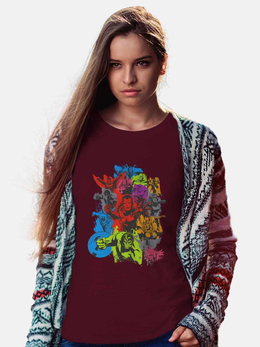 

macmerise Avengers Graphic Printed Bio Finish Cotton T-shirt, Maroon