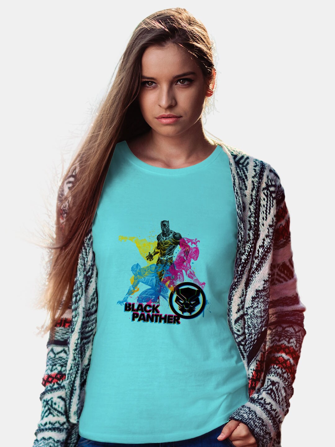 

macmerise Black Panther Graphic Printed Bio Finish Cotton T-shirt, Blue