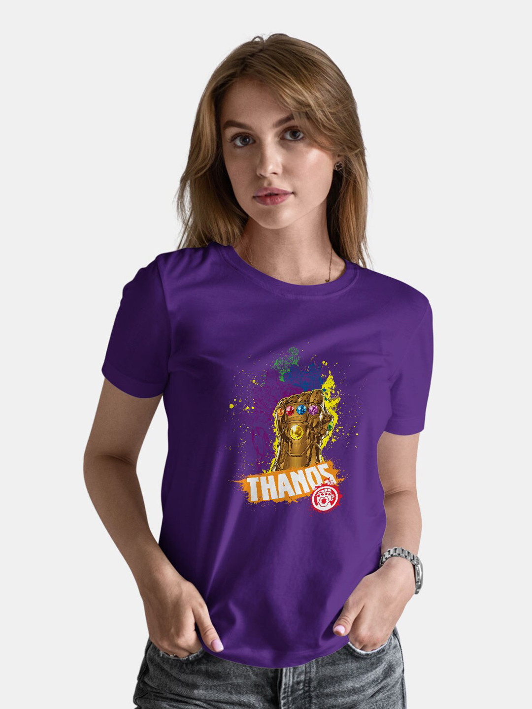

macmerise Thanos Printed Bio Finish Cotton T-Shirt, Purple