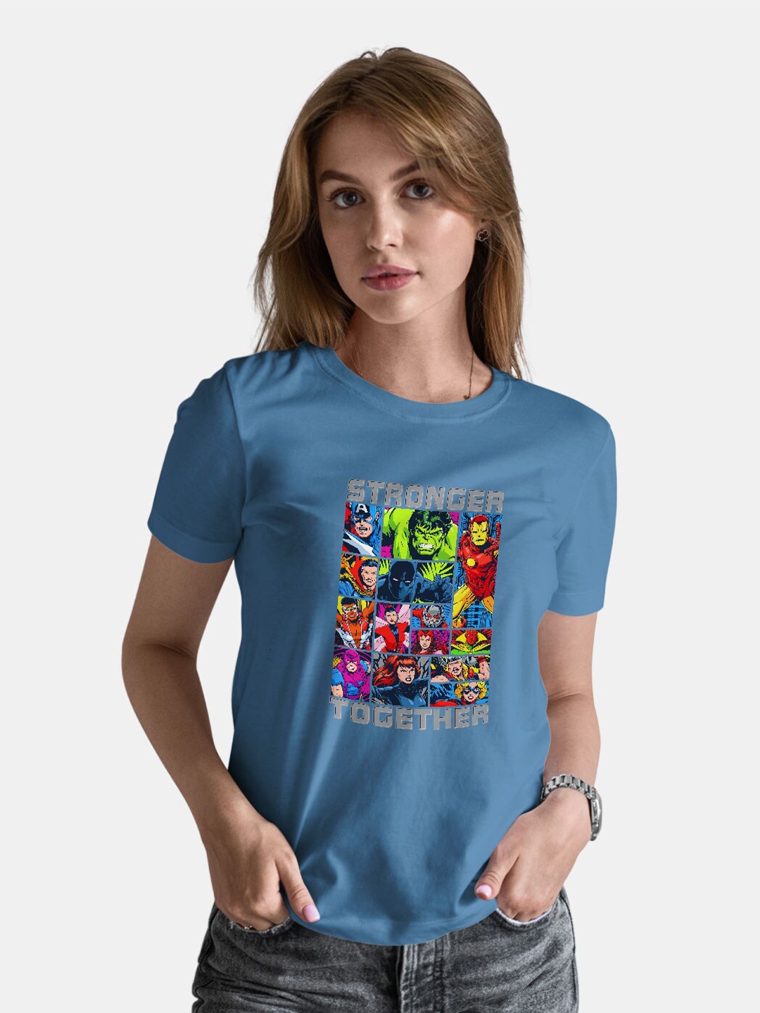 

macmerise Avengers Printed Cotton Bio Finish T-shirt, Blue