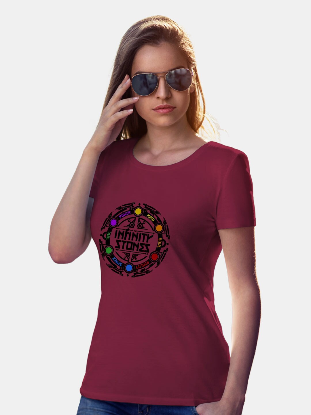 

macmerise Typography Printed Round Neck Short Sleeves Cotton T-shirt, Maroon