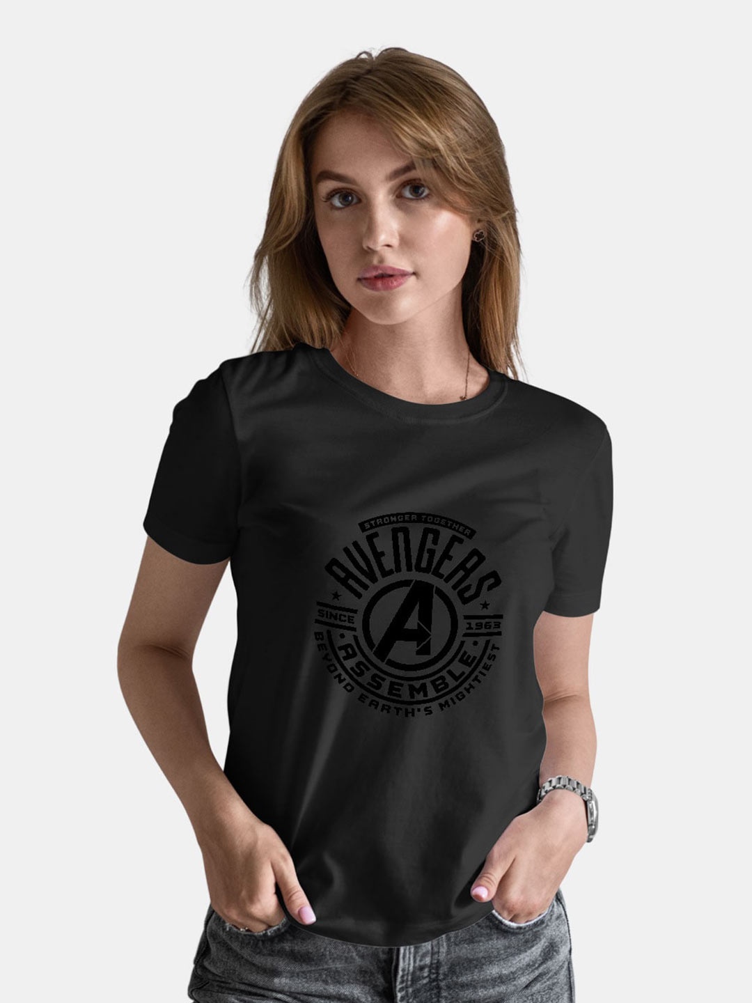 

macmerise Typography Printed Round Neck Short Sleeves Cotton T-shirt, Black