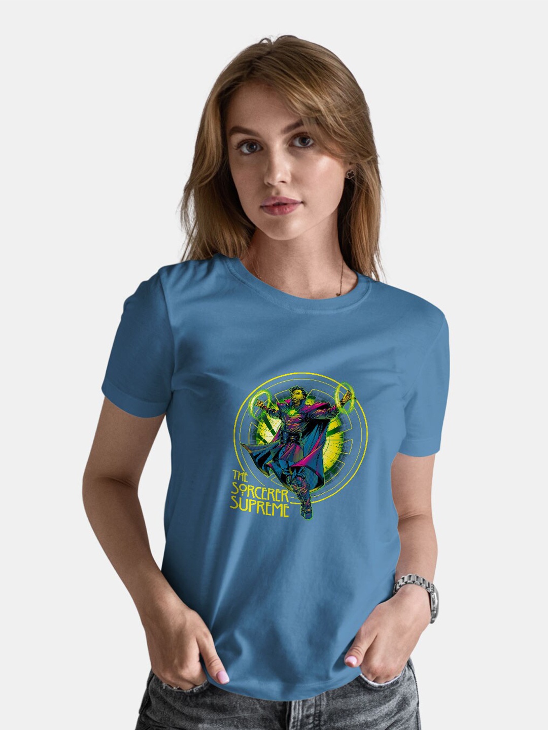 

macmerise Doctor strange Printed Bio Finish Cotton T-shirt, Blue