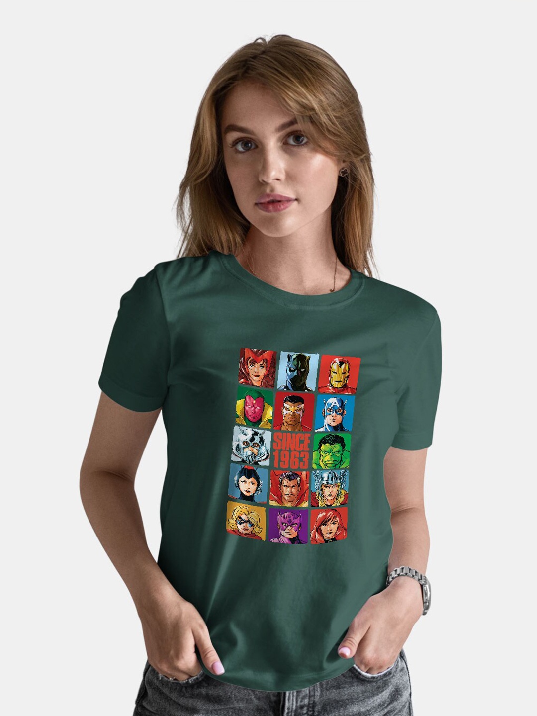

macmerise Avenger Graphic Printed Round Neck Short Sleeves Cotton T-shirt, Olive