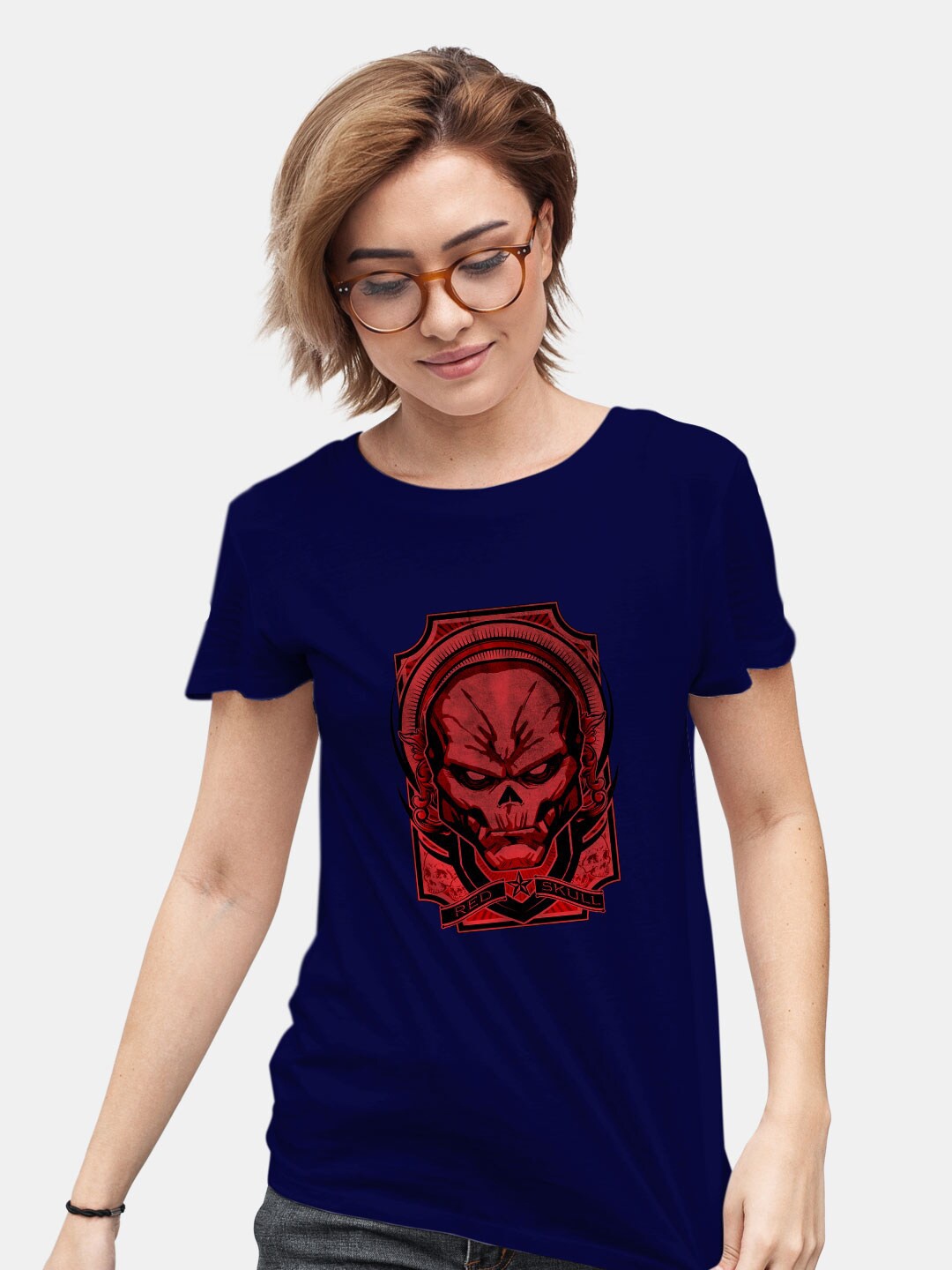 

macmerise Marvel Graphic Printed Bio Finish Cotton T-shirt, Navy blue