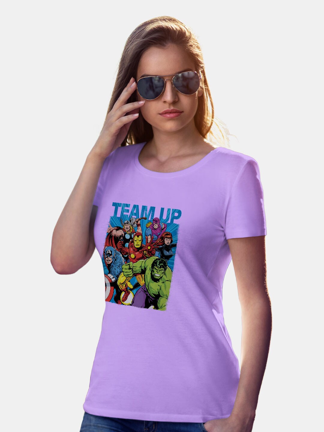 

macmerise Avengers Printed Cotton Bio Finish T-shirt, Violet