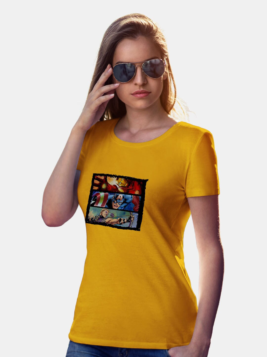 

macmerise Superhero Printed Bio Finish Cotton T-shirt, Yellow