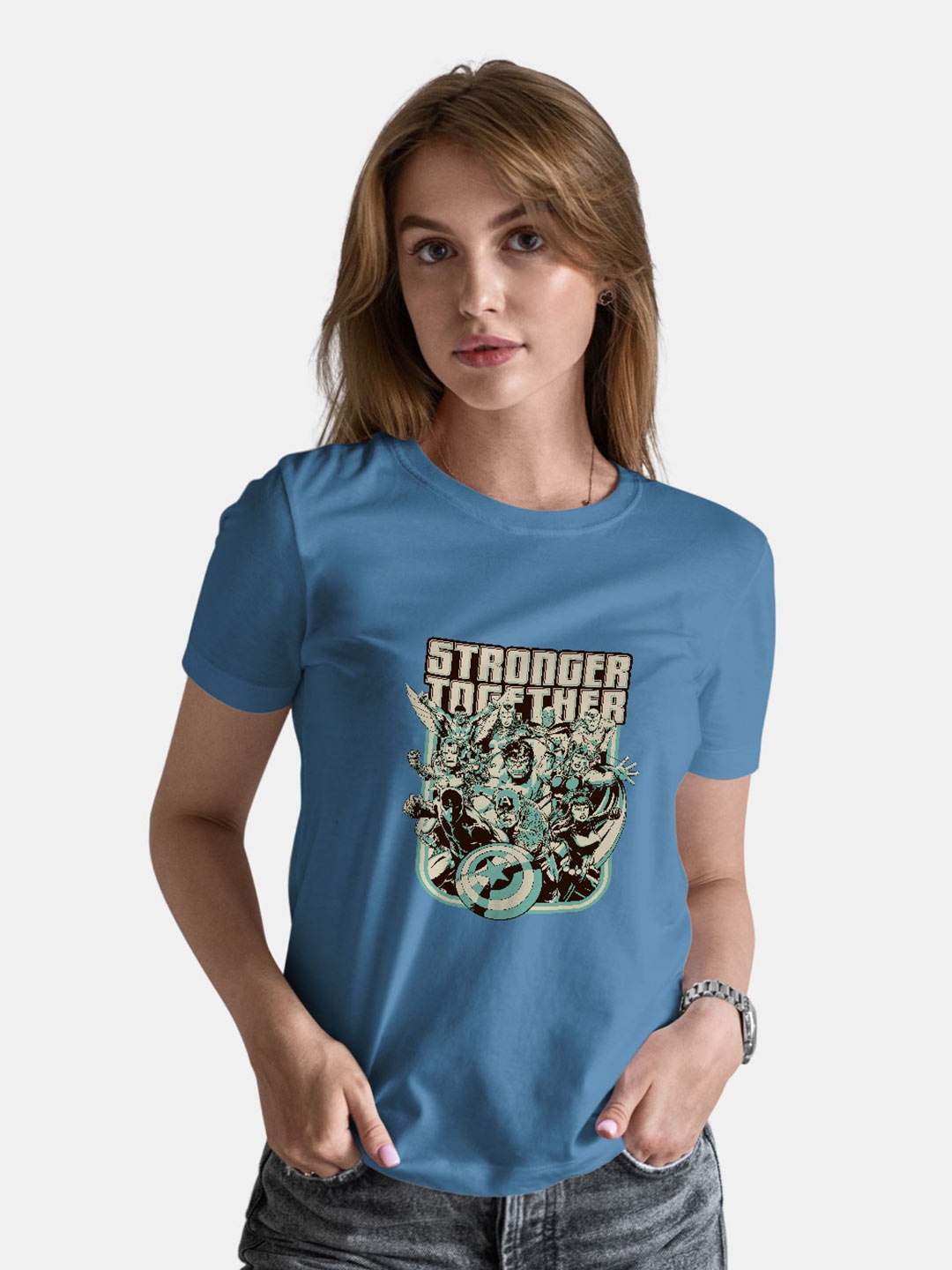 

macmerise Marvel Printed Bio Finish Cotton T-shirt, Blue