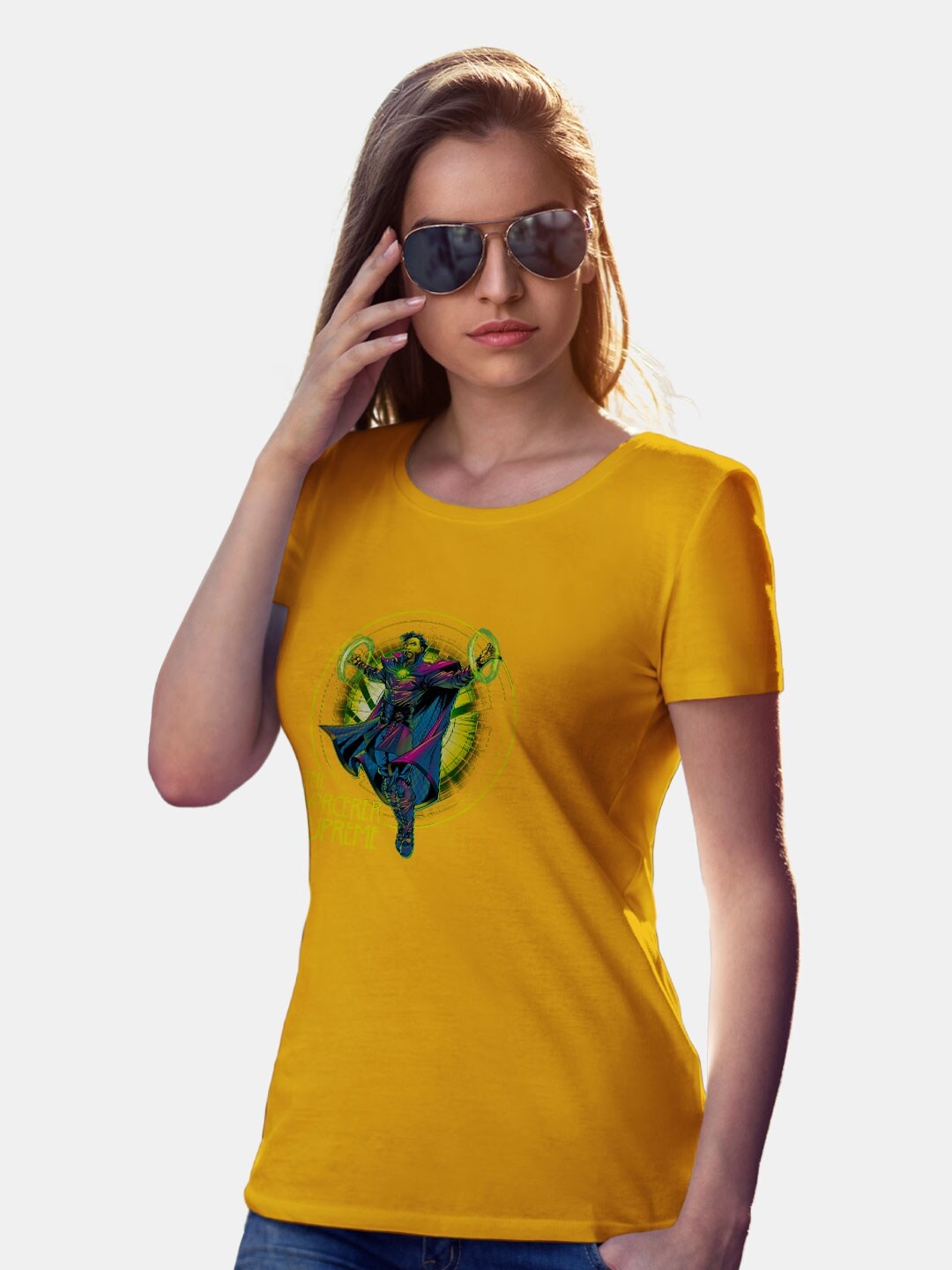 

macmerise Doctor Strange Printed Short Sleeves Bio Finish Cotton T-shirt, Yellow
