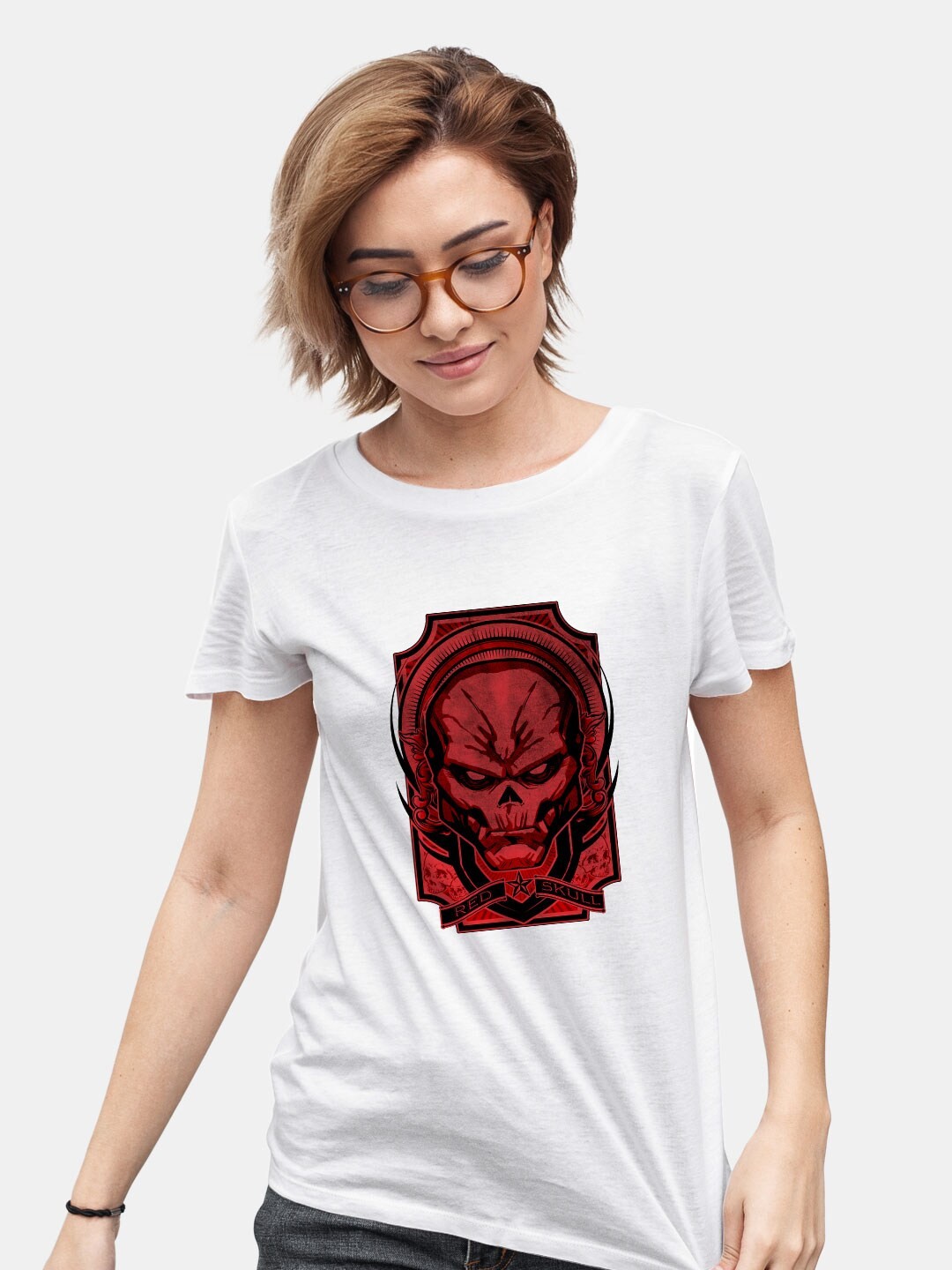

macmerise Skull Printed Bio Finish Pure Cotton T-shirt, White