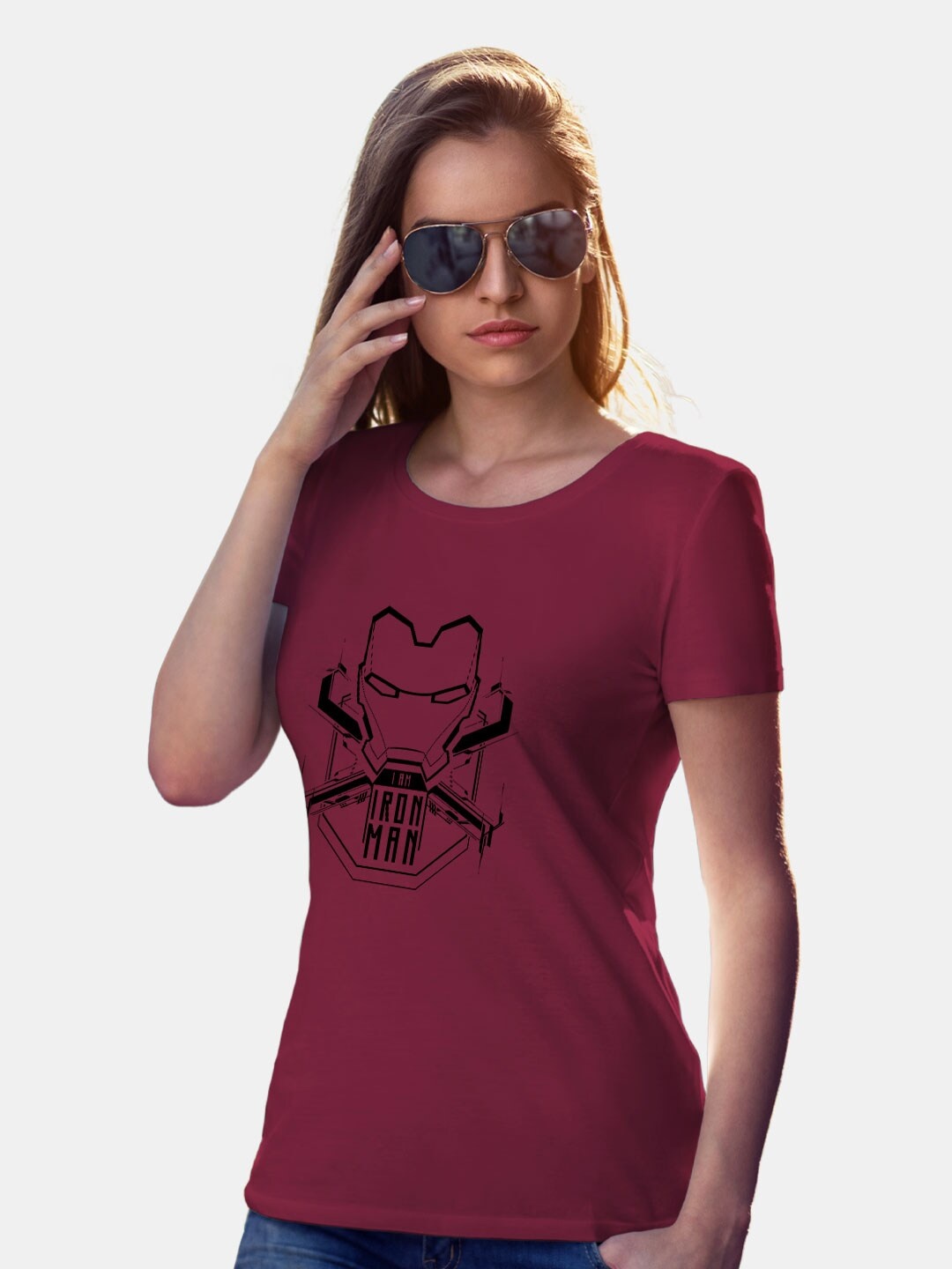 

macmerise Iron Man Graphic Printed Bio Finish Cotton T-shirt, Maroon