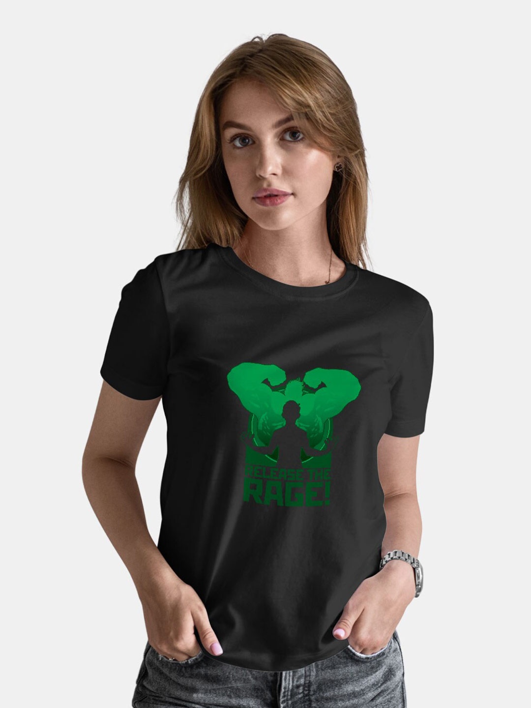 

macmerise Hulk Printed Short Sleeves Bio Finish Cotton T-shirt, Black