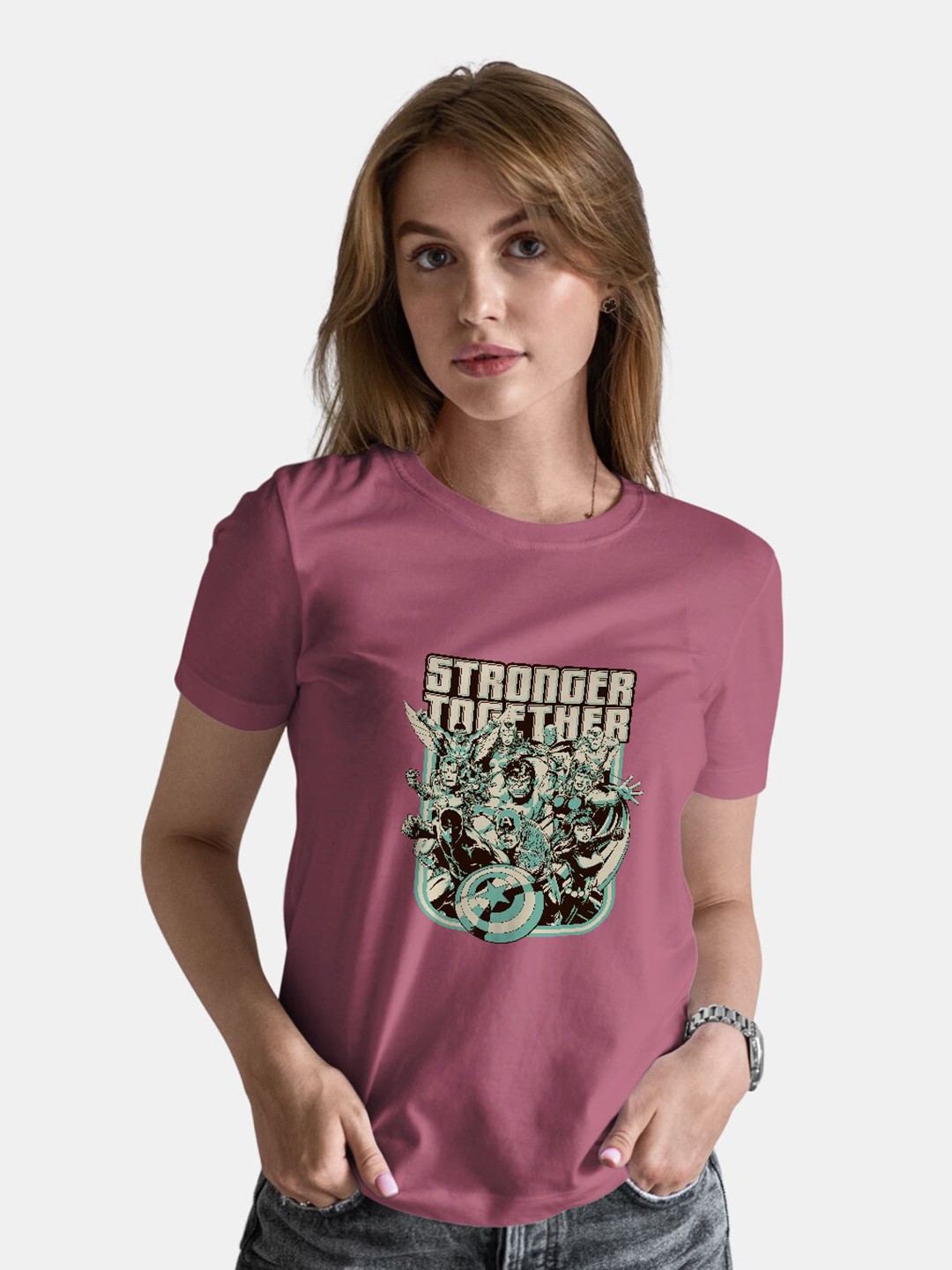 

macmerise Marvel Printed Bio Finish T-shirt, Magenta